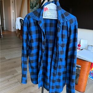 Uniqlo Blue and Black Flannel